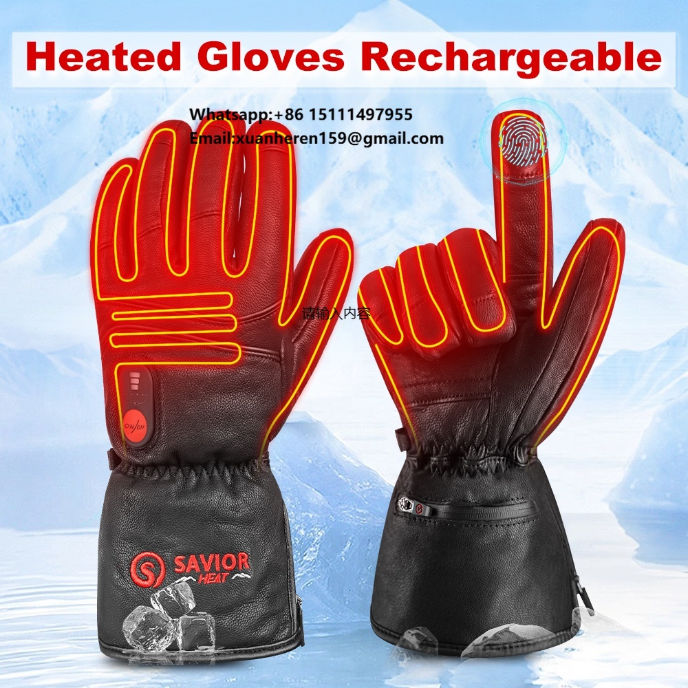 Ski Glove Waterproof - Podgrzewane skórzane rękawice męskie damskie zimowe
