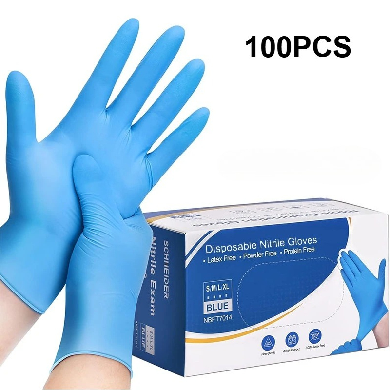 Latex Disposable Glove - 100 SZTUK Niebieskich Nitrylowych Rękawic Jednorazowych
