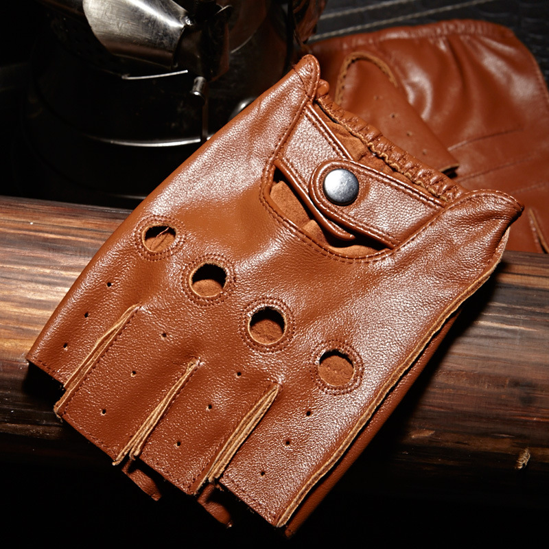 Leather Driving Glove - Wysokiej jakości męskie rękawiczki z półpalcami
