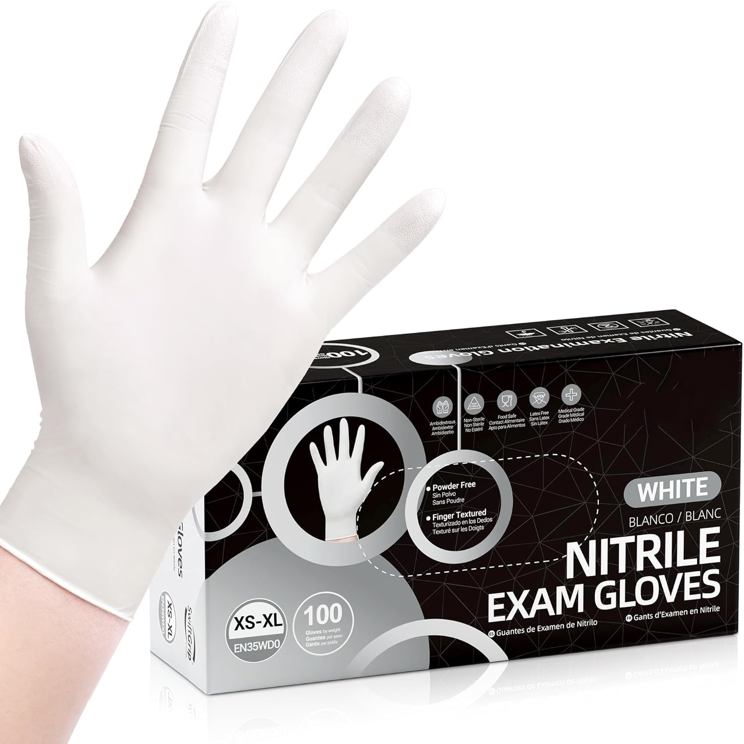Latex Disposable Glove - 100 szt. Jednorazowe rękawice nitrylowe, białe,