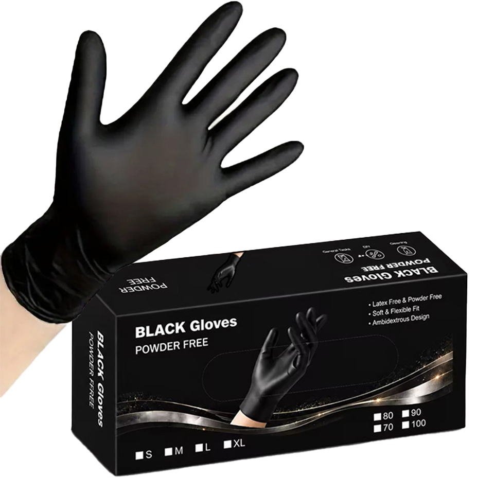 Latex Disposable Glove - 100 sztuk/pudełko Czarne rękawiczki nitrylowe Jednorazowe