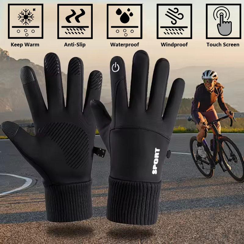 Ski Glove Waterproof - Czarne Zimowe Ciepłe Rękawice z Pełnymi